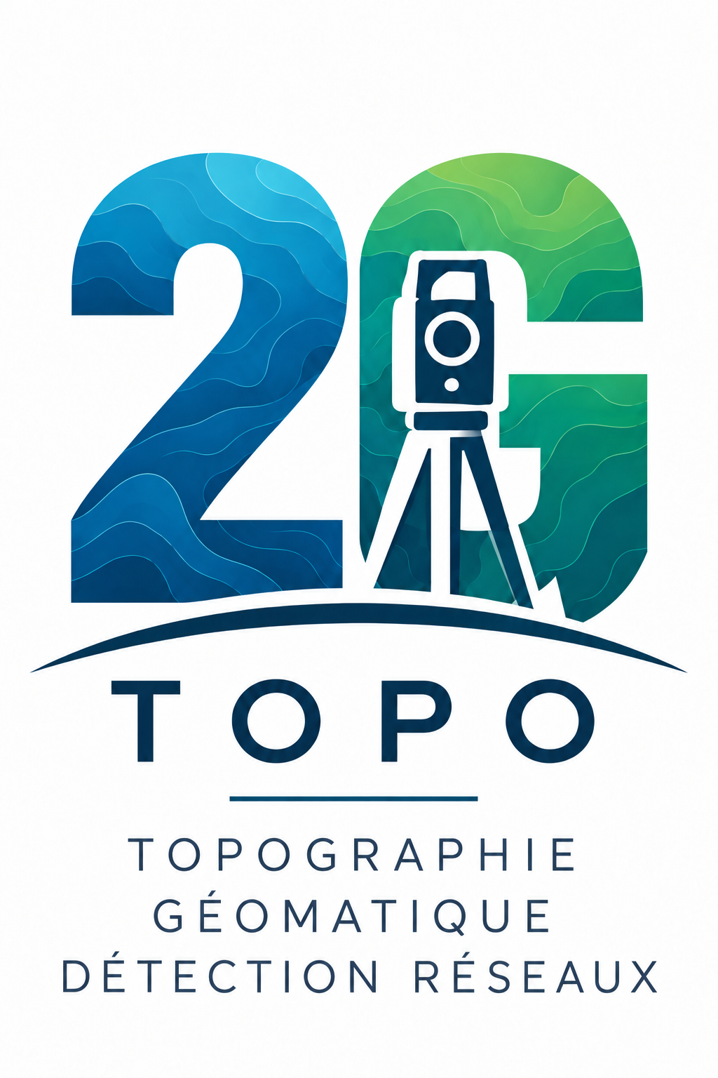 Logo 2G TOPO avec couleurs bleu-vert et courbes de niveaux